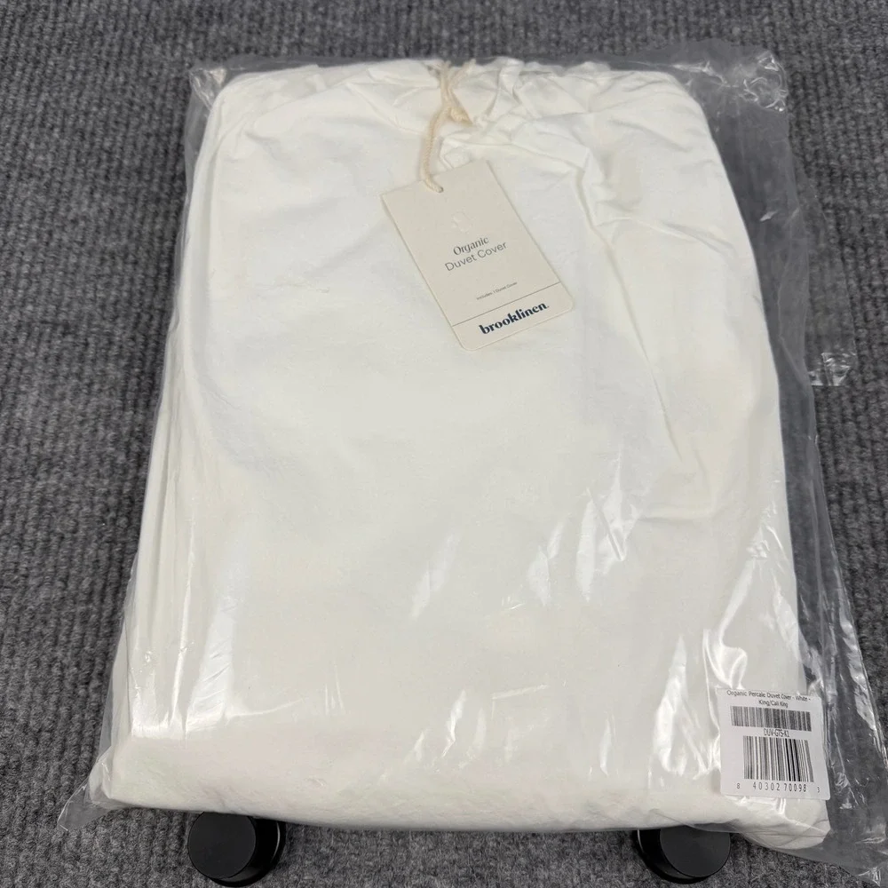 Brooklinen Duvet Cover King/Cali King Organic Percale Cotton White Luxury NEW